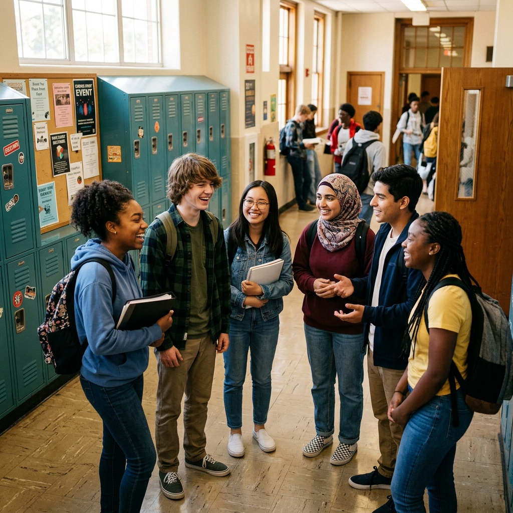 High school students interacting